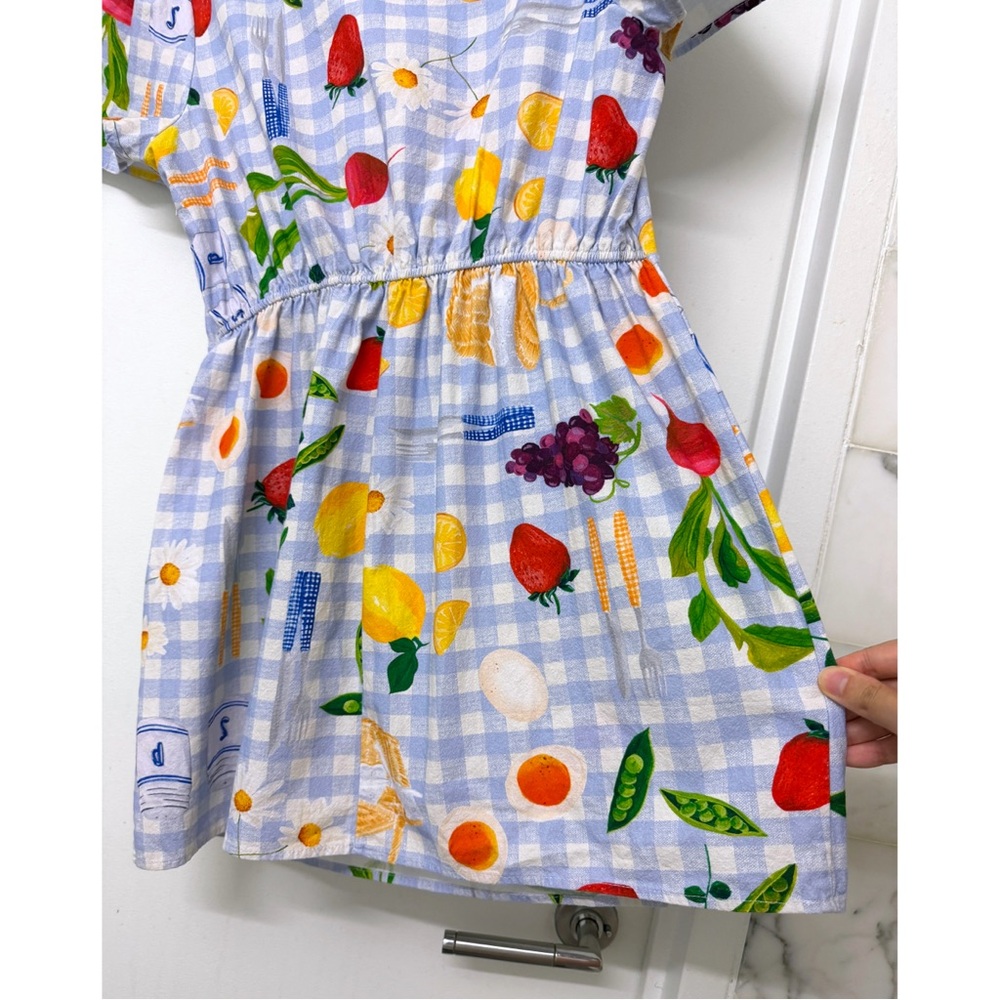 Lisa Says Gah Alexa Picnic Alfresco Mini Shirt Dress Blue Gingham Food L - Picture 13 of 16